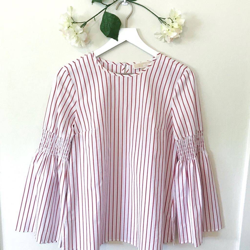Nwt Michael Kors Striped Bell Sleeve Top